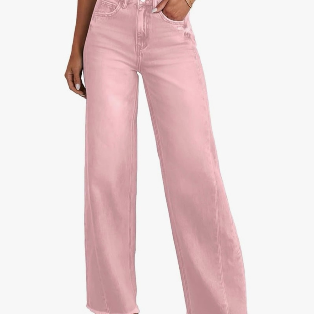 Women's Pink Wide-Leg Jeans